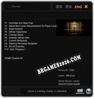 迷离 Blurred: Trainer +10 [v1.6]