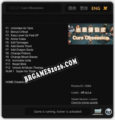 治愈强迫症 Cure Obsession - Trainer Funcional +13 funções