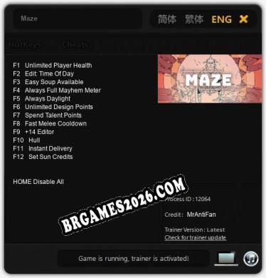 Cheats Maze - Trainer v3.5 por MrAntiFan