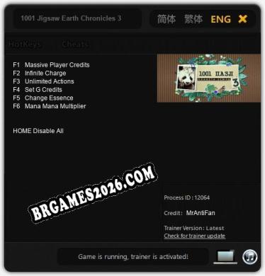 1001 Jigsaw Earth Chronicles 3: Trainer Atualizado v1.3 (todos os cheats)