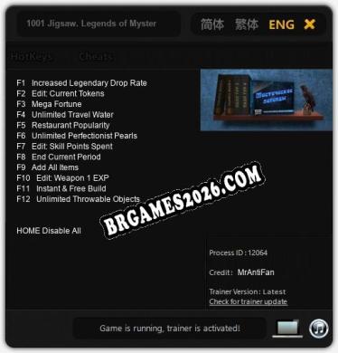 1001 Jigsaw. Legends of Mystery: Trainer Atualizado v1.4 (todos os cheats)
