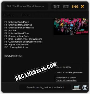 10K  The Kriminal World Sammys Attack: Trainer Atualizado v1.7 (todos os cheats)