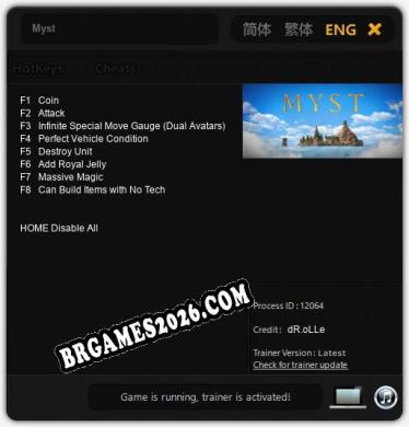 Trainer e cheats para Myst - 8 opções