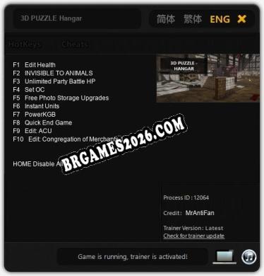 Trainer para 3D PUZZLE Hangar [v1.0.4]