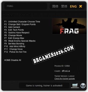 Trainer FRAG [PC] - 12 funções ativas