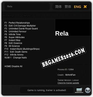 Rela: Trainer Atualizado v1.6 (todos os cheats)