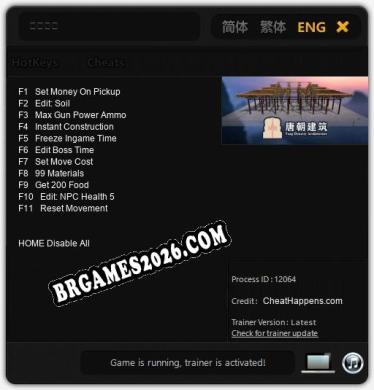 Cheats e trainer 唐朝建筑 +11 [Verificado funcionando]