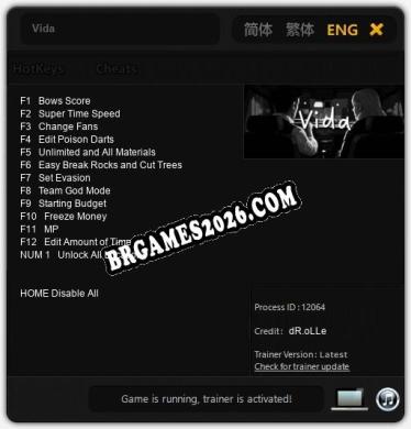 Vida: Trainer Atualizado v1.7 (todos os cheats)