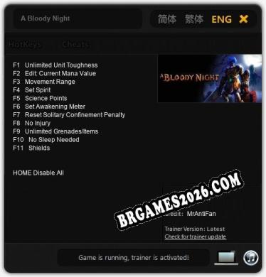 A Bloody Night: Trainer Gratuito (+11 cheats)