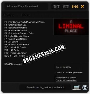 A Liminal Place Remastered: Trainer Atualizado v1.1 (todos os cheats)
