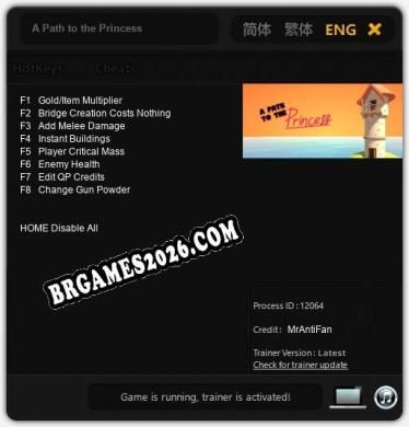 A Path to the Princess: Trainer Gratuito (+8 cheats)