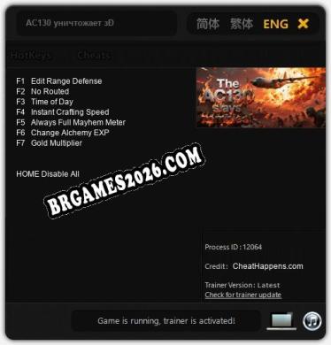Cheats e trainer AC130 уничтожает зомби. +7 [Verificado funcionando]