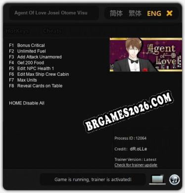 Agent Of Love Josei Otome Visual Novel: Trainer Gratuito (+8 cheats)