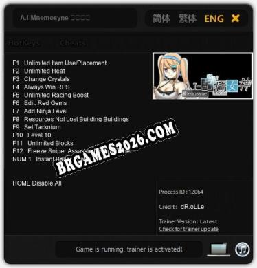 A.I-Mnemosyne 記憶女神 Trainer - 13 funções [Download Gratuito]