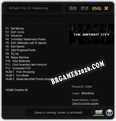 Airtight City 2.0  Awakening: Trainer Gratuito (+15 cheats)