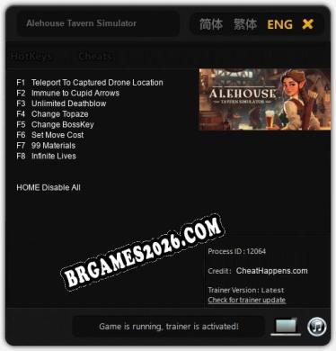 Trainer para Alehouse Tavern Simulator [v1.0.4]