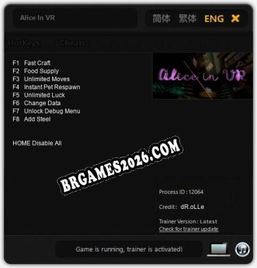 Alice In VR Trainer - 8 funções [Download Gratuito]