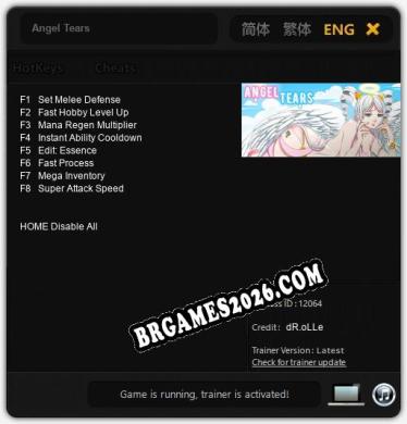 Angel Tears: Trainer Atualizado v1.7 (todos os cheats)