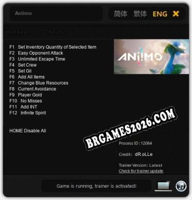 Aniimo: Trainer Atualizado v1.0 (todos os cheats)