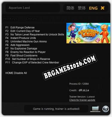 Aquarium Land: Trainer Gratuito (+11 cheats)