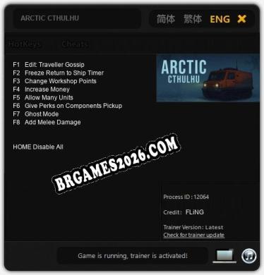 ARCTIC CTHULHU - Trainer Funcional +8 funções