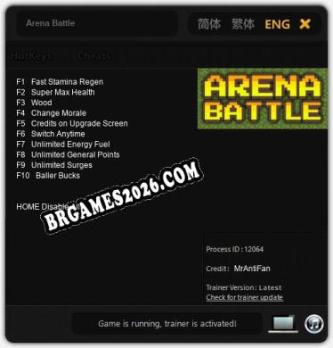 Trainer e cheats para Arena Battle - 10 opções