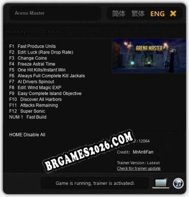 Trainer Arena Master [PC] - 13 funções ativas