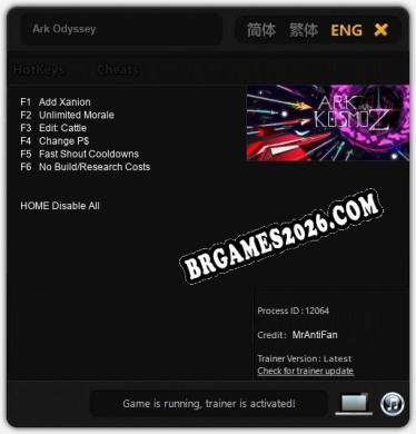Cheats Ark Odyssey - Trainer v5.1 por MrAntiFan