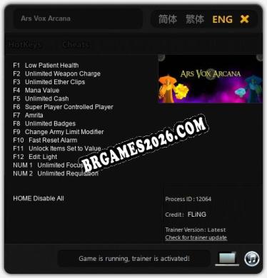 Ars Vox Arcana - Cheat Trainer +14 [Edição FLiNG]