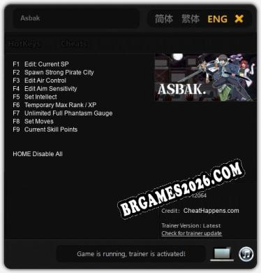 Trainer e cheats para Asbak - 9 opções