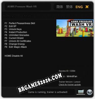 ASMR Pressure Wash VR - Trainer Funcional +9 funções