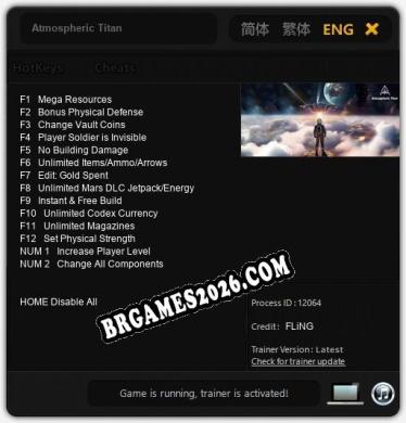 Atmospheric Titan: Cheats, Trainer +14 [FLiNG]