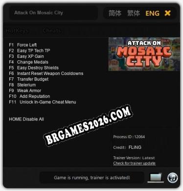 Trainer e cheats para Attack On Mosaic City - 11 opções