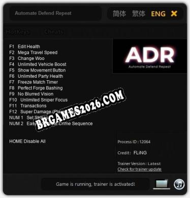 Trainer e cheats para Automate Defend Repeat - 14 opções