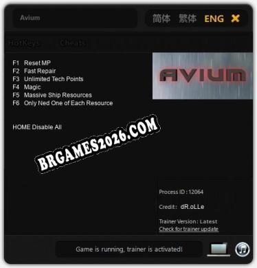 Avium: Trainer Gratuito (+6 cheats)