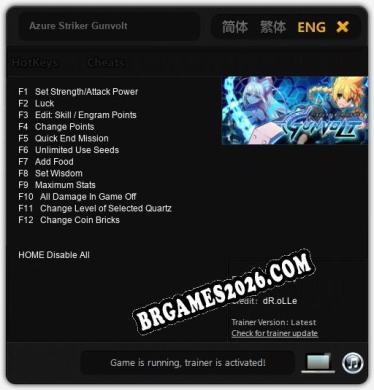 Azure Striker Gunvolt - Cheat Trainer +12 [Edição dR.oLLe]