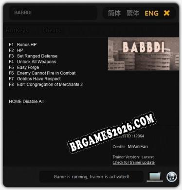BABBDI: Cheats, Trainer +8 [MrAntiFan]