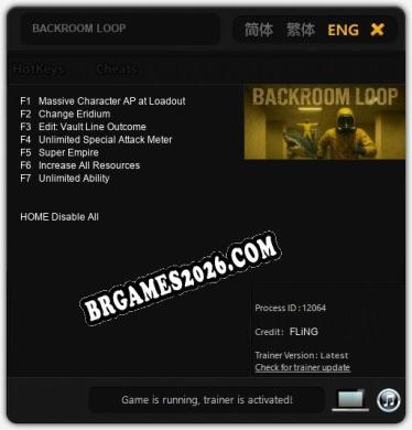 BACKROOM LOOP - Trainer Funcional +7 funções