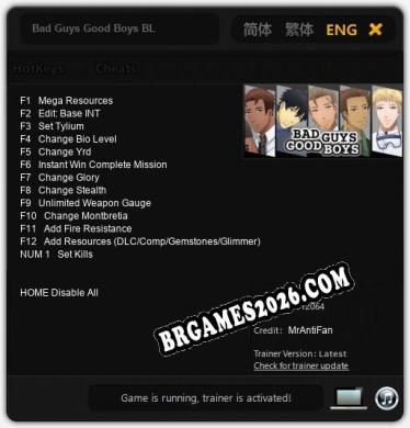 Bad Guys Good Boys BL Trainer +13 by MrAntiFan [Última versão]