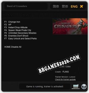 Band of Crusaders: Trainer Atualizado v1.9 (todos os cheats)