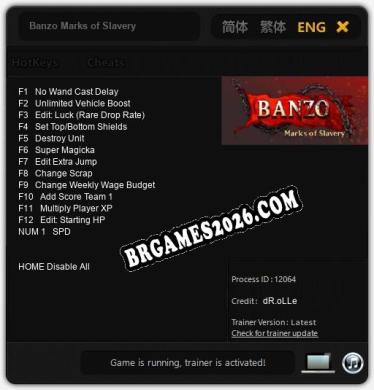 Banzo Marks of Slavery: Trainer Atualizado v1.3 (todos os cheats)