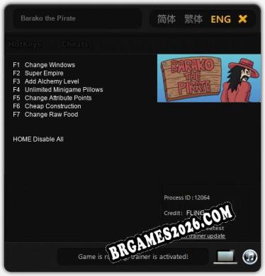 Barako the Pirate - Trainer Funcional +7 funções