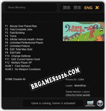 Trainer para Bass Monkey [v1.0.3]