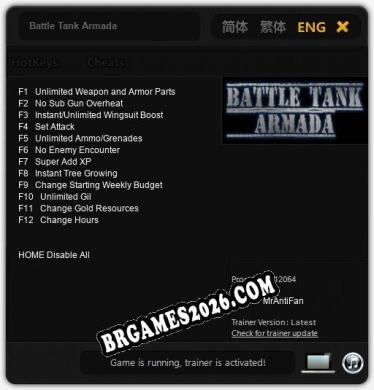 Battle Tank Armada: Trainer Gratuito (+12 cheats)