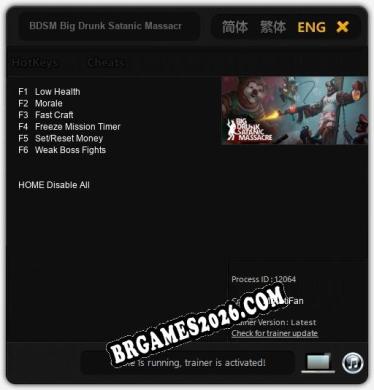 BDSM Big Drunk Satanic Massacre: TRAINER E CHEATS (V1.0.6)