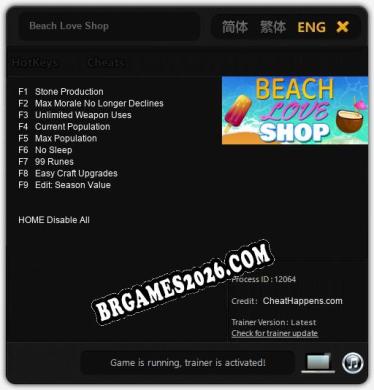 Trainer Beach Love Shop [PC] - 9 funções ativas