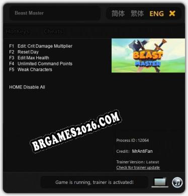 Beast Master - Trainer Funcional +5 funções