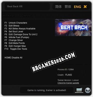 Beat Back VR - Trainer Funcional +10 funções