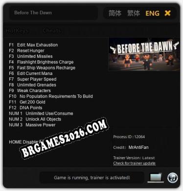 Before The Dawn: TRAINER E CHEATS (V1.0.93)