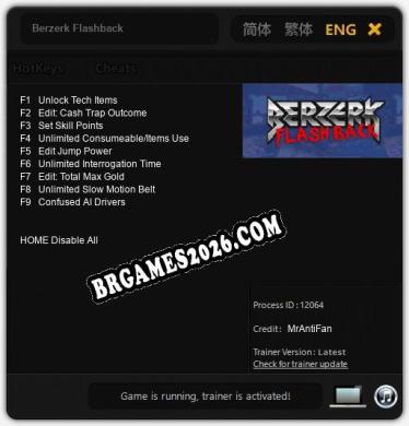 Berzerk Flashback: Trainer Gratuito (+9 cheats)